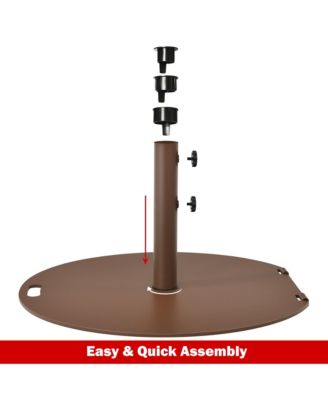 Round Weighted Patio Umbrella Base Stand 50 lbs w/ 3 Adapters