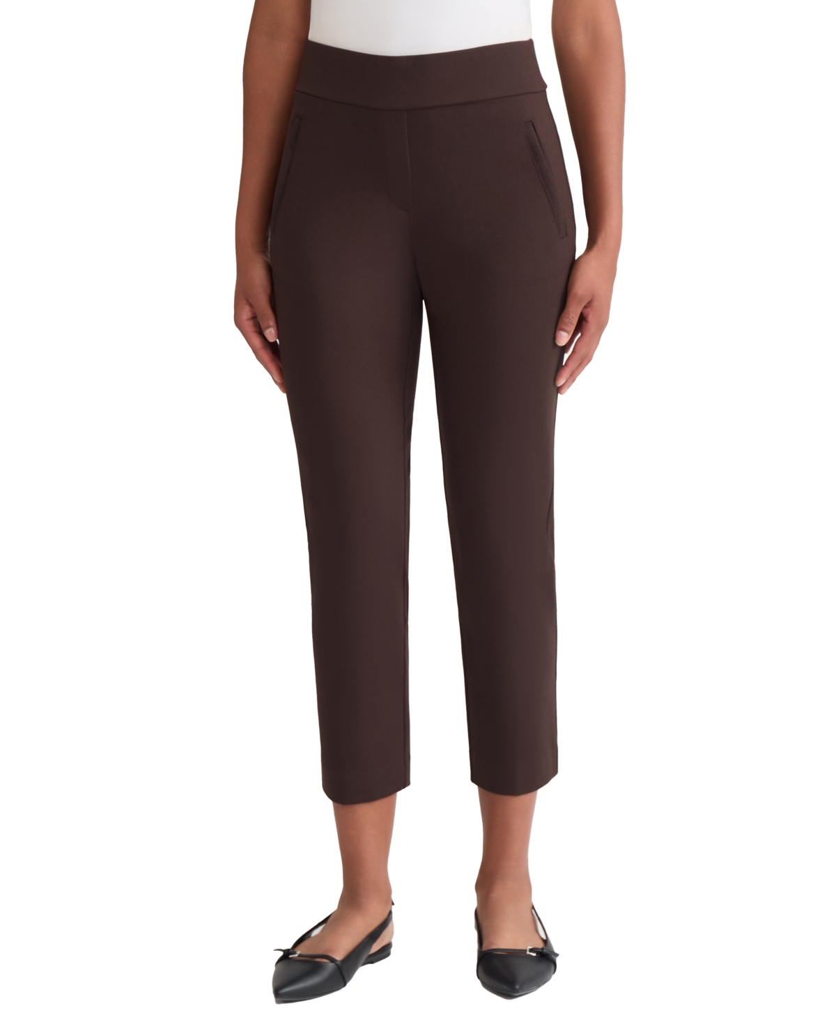 Jones New York Women's Pull On Pintuck Trousers Pants In Brown