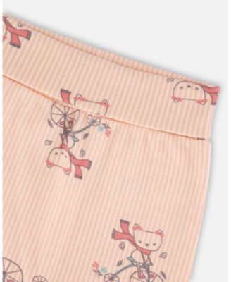 Baby Girl Cotton Evolutive Pant Pink Cat Print - Baby