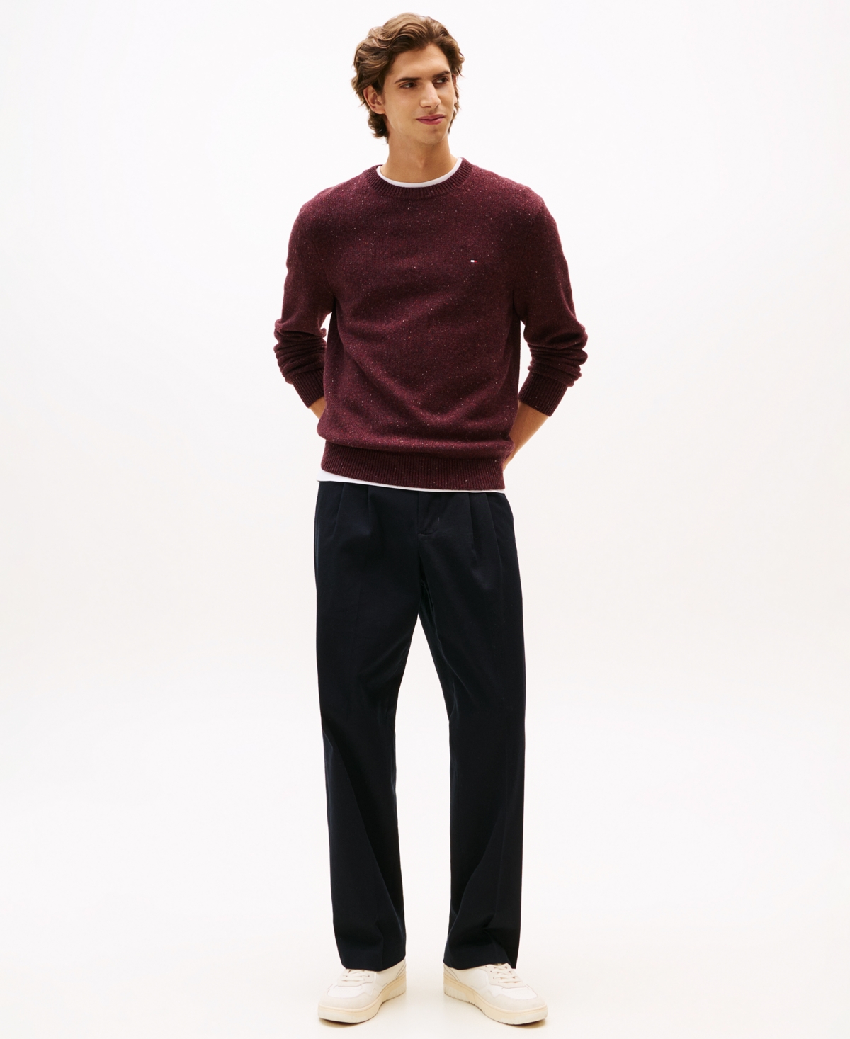 Tommy Hilfiger Donegal Wool In Burgundy