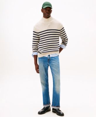 Men's Breton Stripe Mockneck Sweater