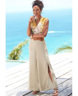 Women's Side Slit Wide Leg Pants