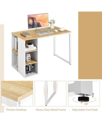 Computer Desk with 5 Side Shelves and Metal Frame