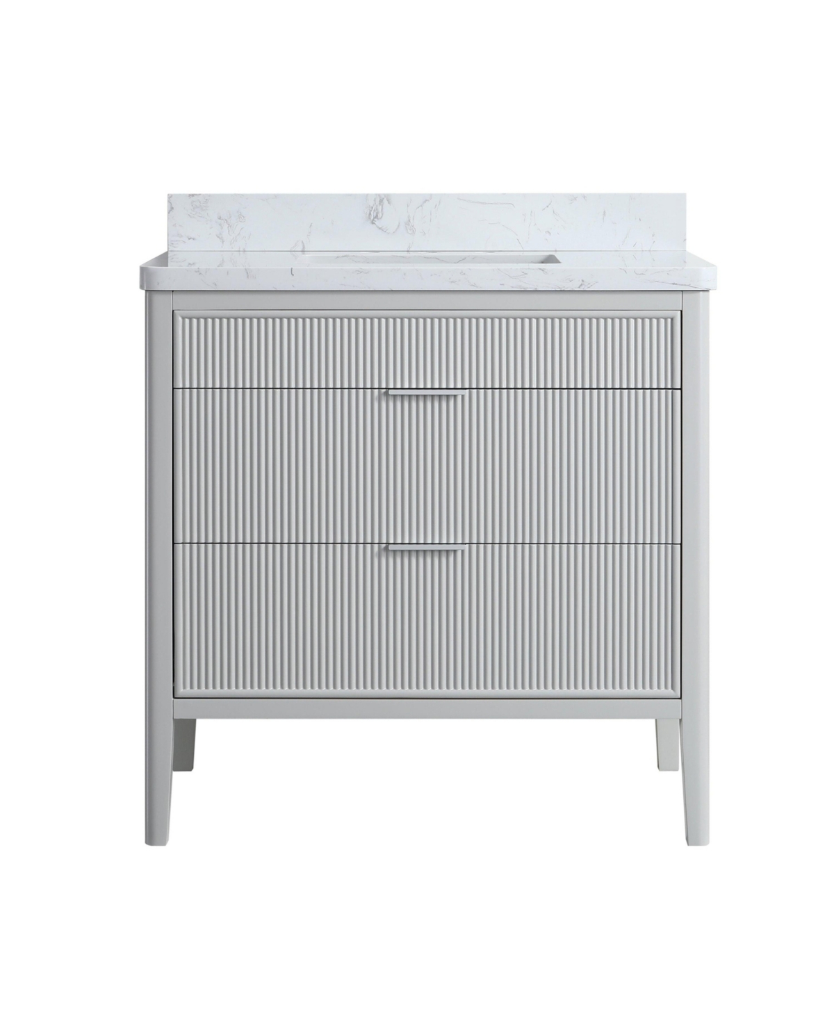 Fully Assembled 36" Freestanding Single Sink Bathroom Vanity with 2 Handle Sets and Engineered Marble Top - Grey