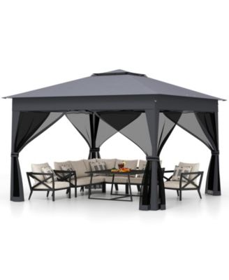 11 X 11 FT Pop up Canopy Tent w/ Mesh Screen Netting Carrying Bag Zippered Doors