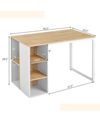 Computer Desk with 5 Side Shelves and Metal Frame