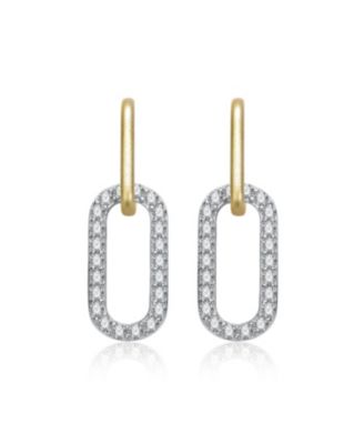 Two Tone with Clear Cubic Zirconia Drop Earrings