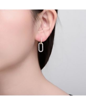 Two Tone with Clear Cubic Zirconia Drop Earrings