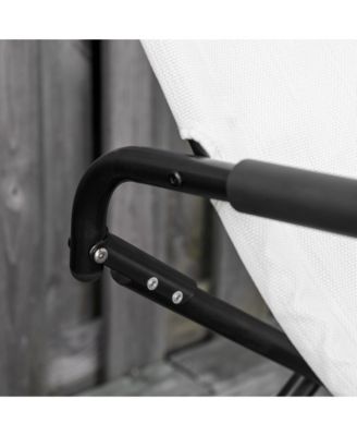 Rocking Sun Lounger, Chaise Lounge Rocker for Sunbathing, Sun Tanning, Foldable, Portable Outdoor Patio Chair, White