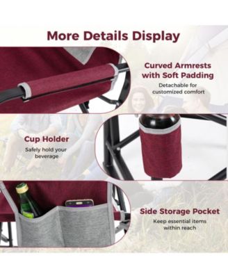 outdoor rocker camping chair with dual springs and padded back