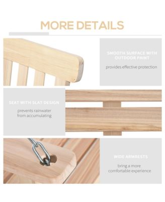 2-Seater Hanging Porch Swing Outdoor Patio Swing Chair Seat with Slatted Build and Chains, 440lbs Weight Capacity, Natural