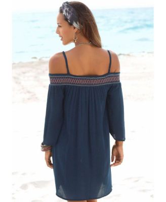 Women's Embroidered Cold Shoulder Dress