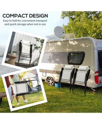 Folding Outdoor Rocking Chair Set of 2 w/ Headrests,