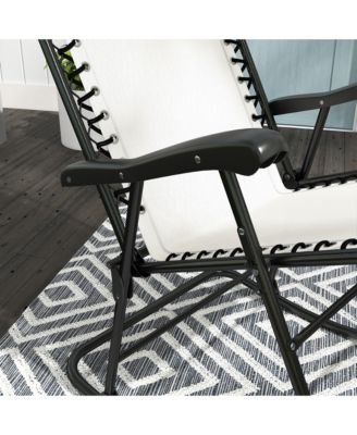 Folding Outdoor Rocking Chair Set of 2 w/ Headrests,