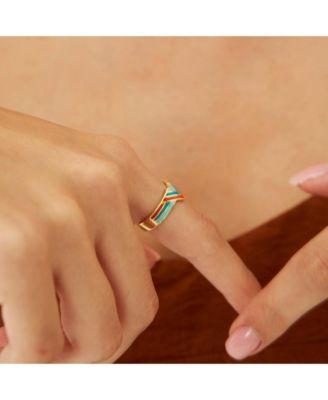 Enamel Four Color Sterling Silver Arrow Band Ring