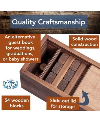 Walnut Stain Wood Blocks Tower Game with Wooden Box, 12 in.