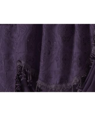 Georgina Ultra Luxurious Raised Jacquard And Fringed Trimmed Austrian Window Valance - 52 in. W x 28 in. L, Purple