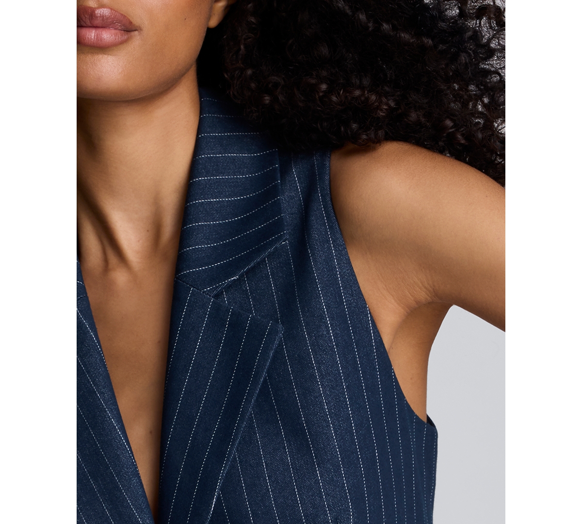 Kenneth Cole Fitted Pinstripe One-button Vest In Black