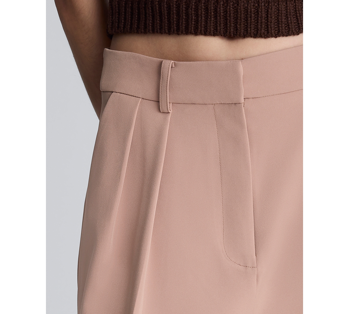 Kenneth Cole Pleated High-rise Wide Leg Pant In Neutral