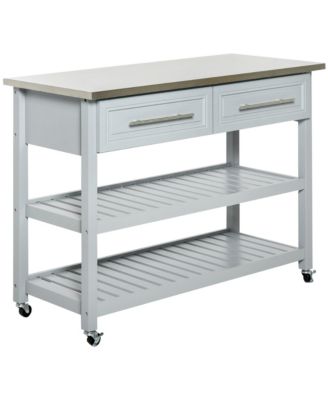 Mobile Kitchen Assistant: Gray Utility Cart with Stainless Top &amp; Drawers