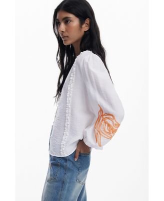 Women's Balloon blouse with leaves