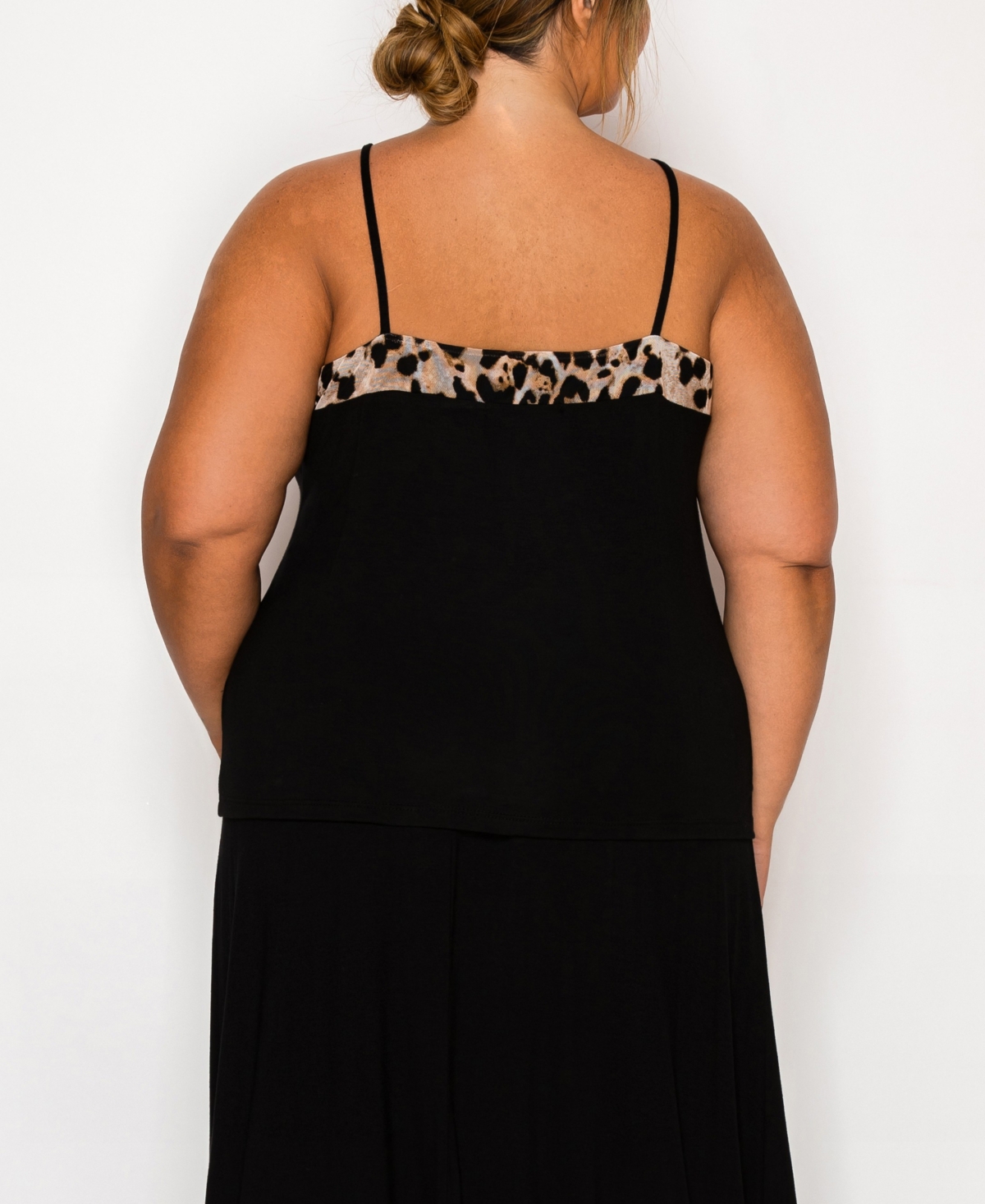 Coin 1804 Plus Size Leopard Mesh Rayon Mix Panel Cami Top In Multi