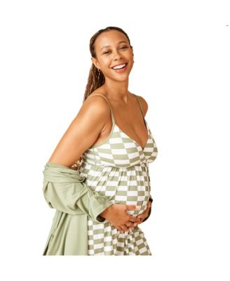 Maternity Motherhood Robe and Nursing Chemise Sleep Set with Baby Swaddle