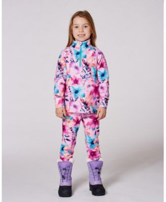 Girl Two-Piece Thermal Underwear Set Navy Flower Print - Toddler|Child