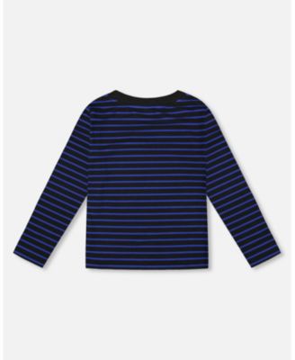 Boy Long Sleeve Brushed Jersey Striped Tee Black - Toddler|Child
