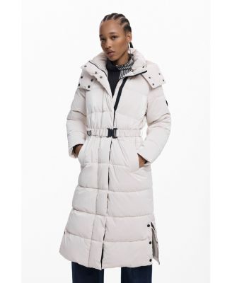 Women's Long padded coat with belt