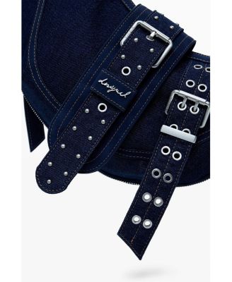 Women's Medium denim bag with buckles