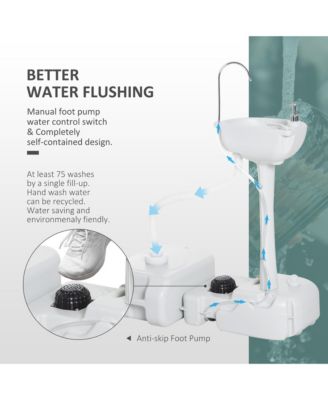 kleankin Portable Camping Sink Hand Wash Station Basin with 4.5 Gallon Tank 6.3 Gallon Recovery Tank & Soap Dispenser for RV,Outdoor,Indoor, HDPE, White