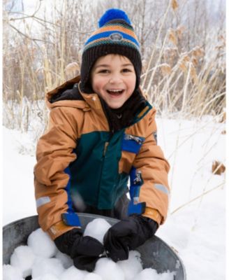 Boy Lined Peruvian Knit Pompom Hat Black, Blue and Brown - Toddler|Child