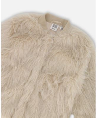 Girl Short Faux Fur Coat Beige - Toddler|Child