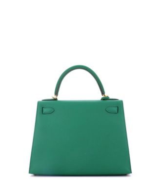 Pre-Owned Hermes Kelly 28 Handbag Green Epsom with Gold Hardware