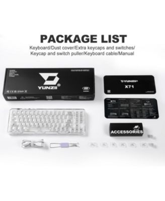 X71 Wireless Hot Swappable Transparent Mechanical Keyboard, 68% Layout, BT5.0/2.4G/USB-C Gasket Mount Wireless RGB Backlit for Windows/Mac
