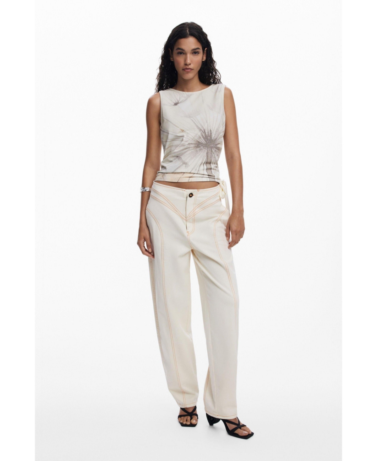 Desigual Sleeveless Floral Top In Animal Print