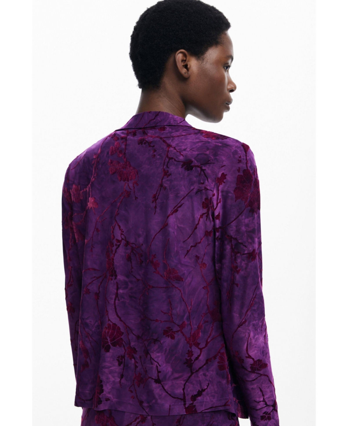 Desigual Floral Button-up Shirt In Purple