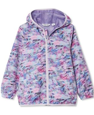 Girls Waterproof Hooded Packable Rain Jacket