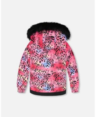 Girl Winter Mittens Teknik Beige Leopard - Toddler|Child