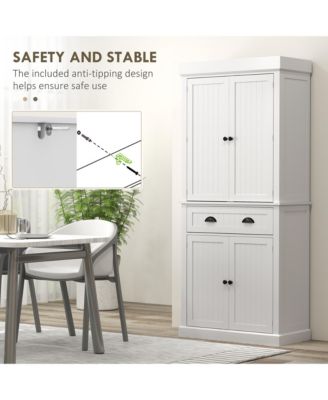 71" Kitchen Pantry Cabinet with Large Storage and LED Lights,