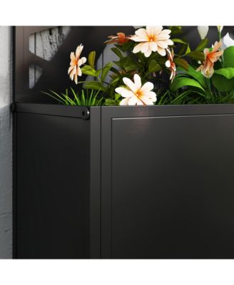 Metal Raised Garden Bed with Privacy Screen Outdoor Planter Box 24"L x 9.1"W x 44.5"H