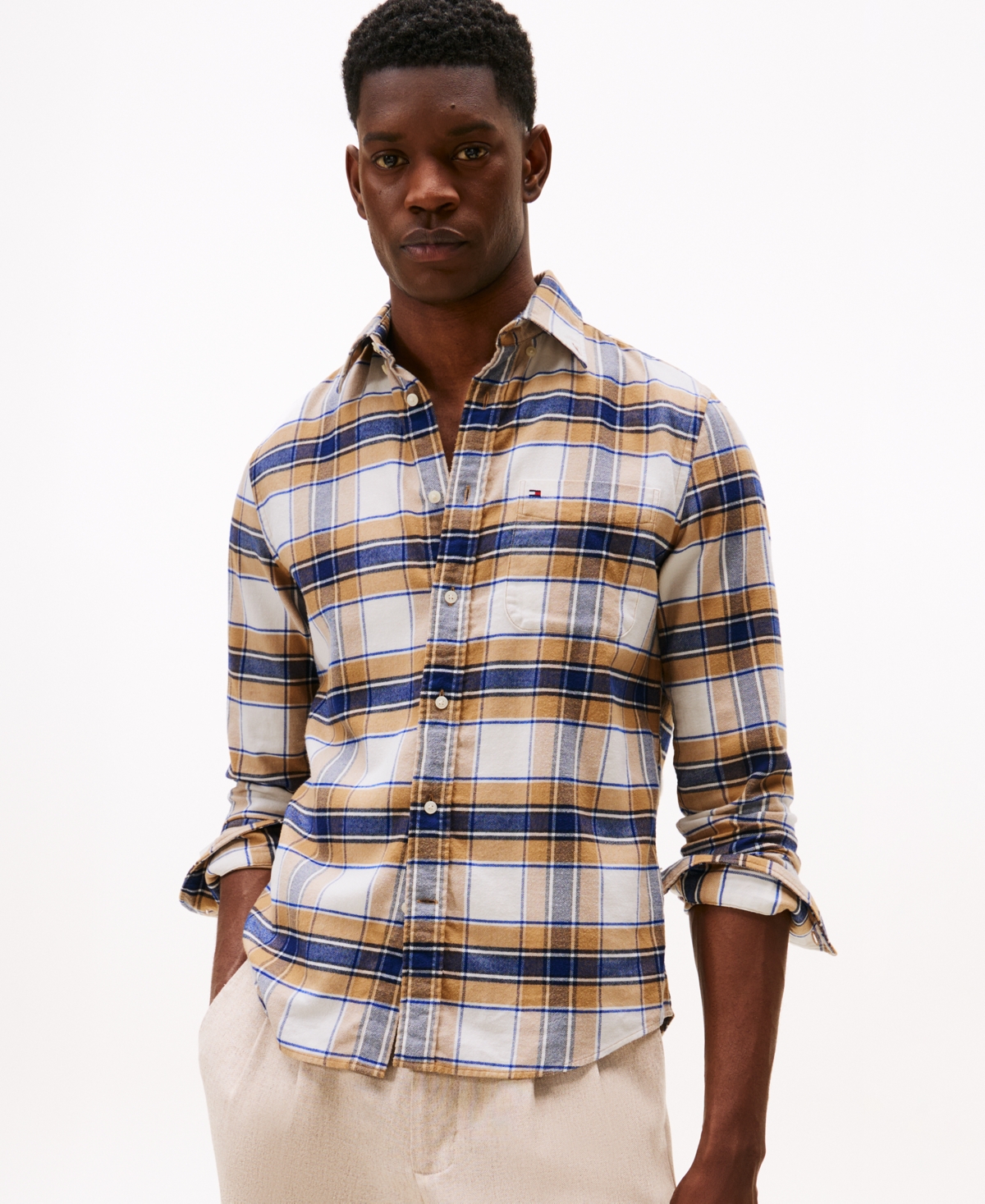 Tommy Hilfiger Brushed Flannel Check Print Shirt In Multi