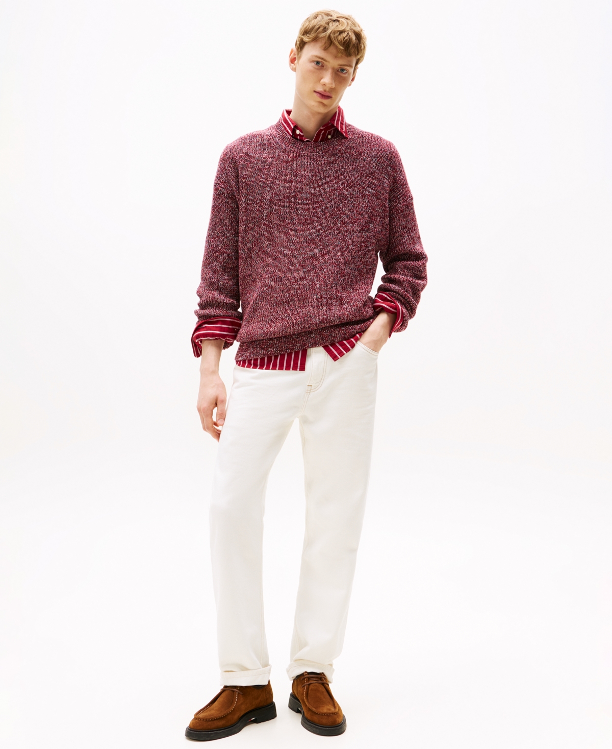 Tommy Hilfiger Men's Mouline Ribbed Crewneck Sweater