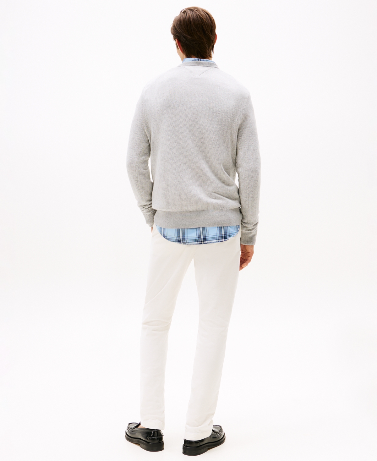 Tommy Hilfiger Men's Pima Cotton Cashmere Herringbone Crewneck Sweater