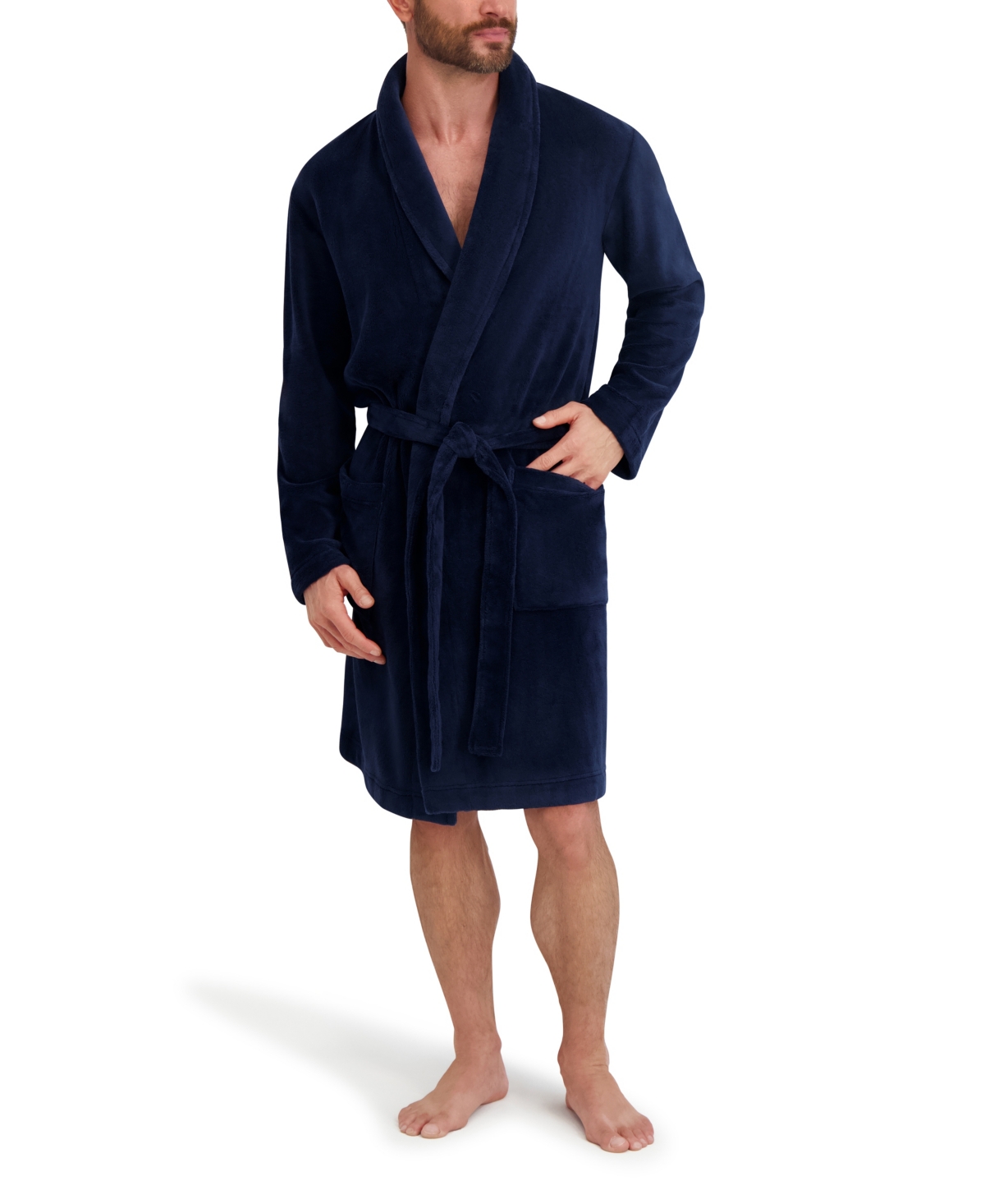 Hanes Men's Adjustable Plush Robe In Blue
