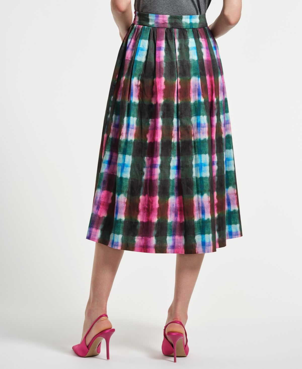 Isaac Mizrahi Women's Sateen Midi Full Skirt In Multi