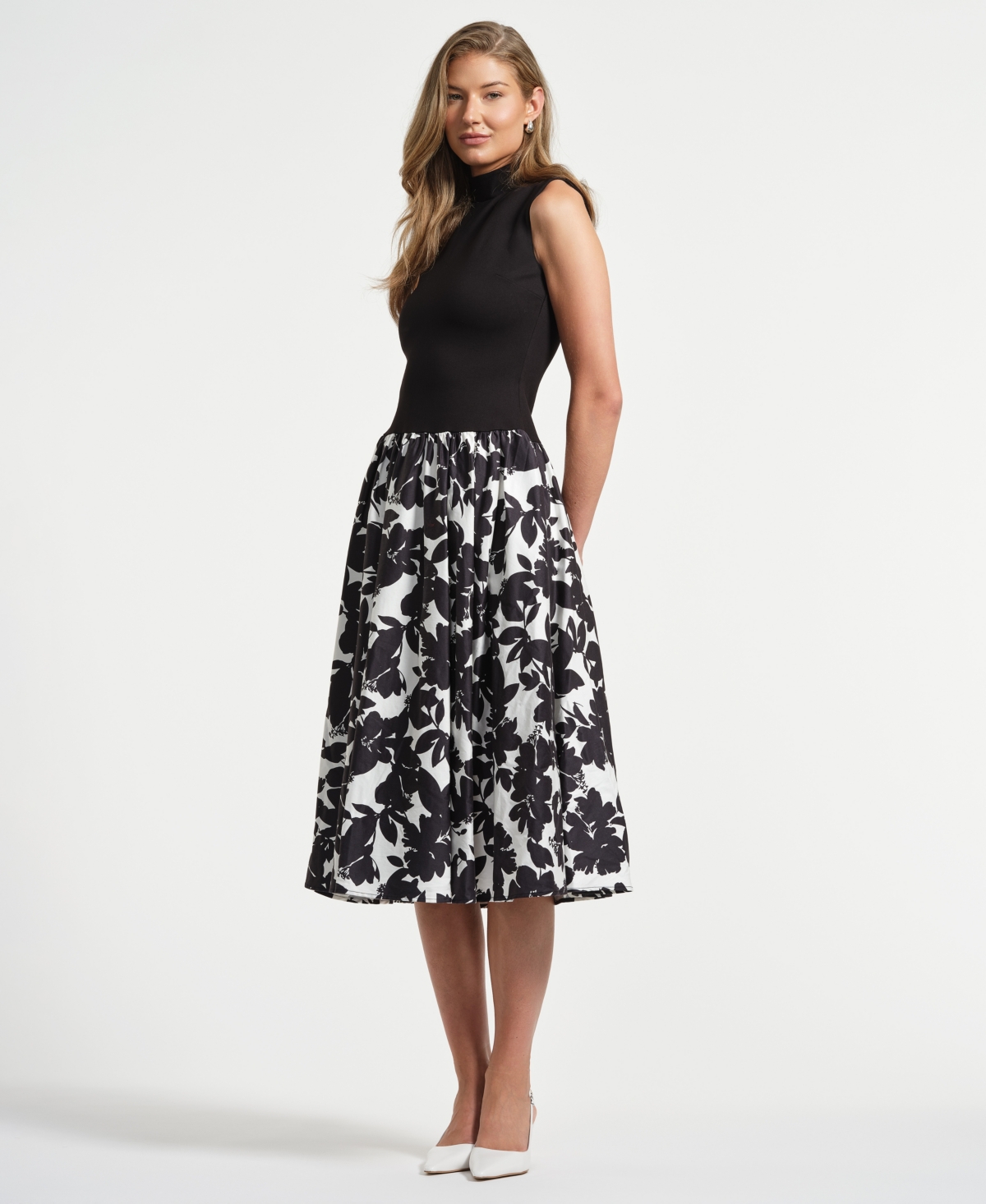 Isaac Mizrahi Women's Sleeveless Ponte Combo Midi Dress In Multi