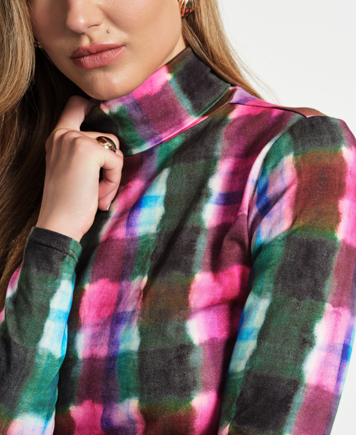 Isaac Mizrahi Women's Long Sleeve Layering Turtle Neck Top In Multi