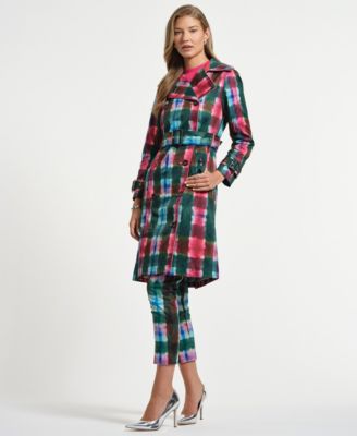 Women's Plaid Trench Coat